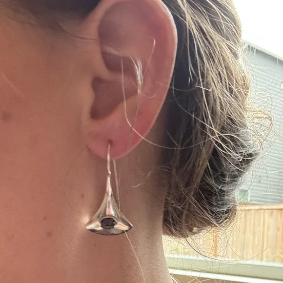 925 Vintage Sterling Silver Black Onyx  Earrings - Picture 9 of 9